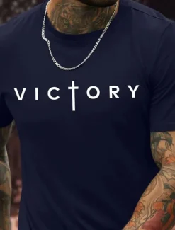 New OUKU Men's Letter Graphic Prints Faith T Shirt Graphic Tee 100% Cotton Short Sleeve Graphic Shirt Black White Dark Navy Comfortable Tee Vacation Street Fashion Designer Clothing