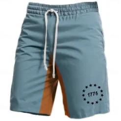 Online OUKU Men's Letter Graphic Prints Sweat Shorts Beach Shorts Terry Shorts Mid Waist Vintage Casual Daily Holiday Streetwear Drawstring Elastic Waist 3D Print Designer Clothing Apparel