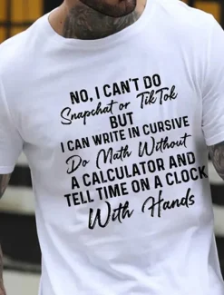 Best OUKU Men's Letter Graphic Prints Funny T Shirt Graphic Tee Cotton Short Sleeves Graphic Shirt Black White Red Comfortable Tee Vacation Street Fashion Designer Clothing