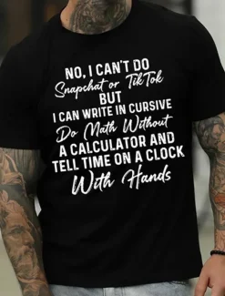 Best OUKU Men's Letter Graphic Prints Funny T Shirt Graphic Tee Cotton Short Sleeves Graphic Shirt Black White Red Comfortable Tee Vacation Street Fashion Designer Clothing