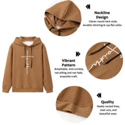 Online OUKU Men's Letter Graphic Prints Hoodie Hoodies Waffle Hoodie Daily Classic Long Sleeve Hooded Holiday Going out Streetwear Navy Blue Blue Print Spring & Fall Designer