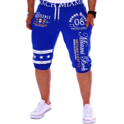 New OUKU Men's Letter Loose Sweat Shorts Capri Pants Mid Waist Mid Rise Active Basic Sports Weekend Drawstring Print Designer Clothing Apparel