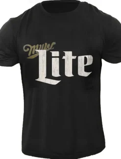 Outlet OUKU Men's Letter Printed Beer T Shirt Tee Top Cotton Short Sleeve Graphic Shirt Black Dark Grey Comfortable Tee Street Sports Outdoor Fashion Designer Clothing