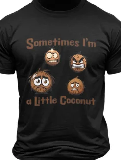 Clearance OUKU Men's Letter Printed Coconut Funny Hawaiian T Shirt Tee Top 100% Cotton Short Sleeve Graphic Shirt Black White Army Green Comfortable Tee Vacation Street Fashion Designer Clothing