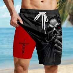 Discount OUKU Men's Letter Printed Faith Halloween Costumes Lined Shorts 2 in 1 Board Shorts Swim Shorts Mid Waist Vintage Retro Holiday Streetwear Side Pockets With Compression Liner Elastic Drawstring Waist