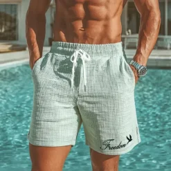 Clearance OUKU Men's Letter Printed Freedom Waffle Shorts Sweat Shorts Casual Shorts Mid Waist Fashion Casual Vacation Jogging Workout Elastic Drawstring Waist Shorts with Pockets Designer Clothing Apparel