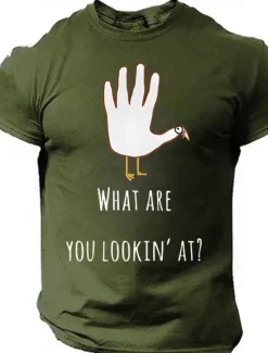 Online OUKU Men's Letter Printed Funny Turkey T Shirt Tee Top 100% Cotton Short Sleeve Graphic Shirt Black Red Dark Grey Comfortable Tee Thanksgiving Festival Fashion Designer Clothing