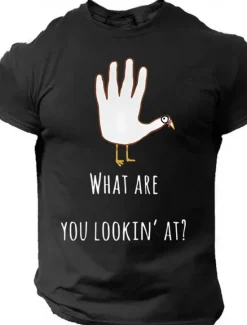 Online OUKU Men's Letter Printed Funny Turkey T Shirt Tee Top 100% Cotton Short Sleeve Graphic Shirt Black Red Dark Grey Comfortable Tee Thanksgiving Festival Fashion Designer Clothing