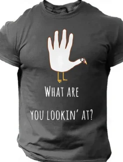 Online OUKU Men's Letter Printed Funny Turkey T Shirt Tee Top 100% Cotton Short Sleeve Graphic Shirt Black Red Dark Grey Comfortable Tee Thanksgiving Festival Fashion Designer Clothing