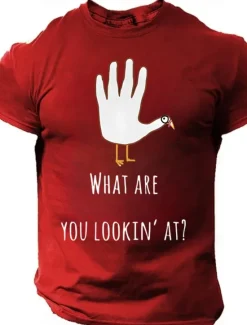 Online OUKU Men's Letter Printed Funny Turkey T Shirt Tee Top 100% Cotton Short Sleeve Graphic Shirt Black Red Dark Grey Comfortable Tee Thanksgiving Festival Fashion Designer Clothing