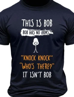 Online OUKU Men's Letter Printed Funny Bob T Shirt Tee Top 100% Cotton Short Sleeve Graphic Shirt Black Army Green Dark Blue Comfortable Tee Vacation Street Fashion Designer Clothing