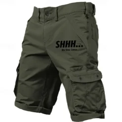 Sale OUKU Men's Letter Printed Funny Cargo Shorts Work Shorts Mid Waist Classic Casual Outdoor Camping & Hiking Multiple Pockets Designer Clothing Apparel