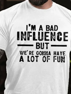 Online OUKU Men's Letter Printed Funny T Shirt Tee Top 100% Cotton Short Sleeve Graphic Shirt Heather Gray Black White Comfortable Tee Vacation Street Fashion Designer Clothing