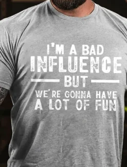 Online OUKU Men's Letter Printed Funny T Shirt Tee Top 100% Cotton Short Sleeve Graphic Shirt Heather Gray Black White Comfortable Tee Vacation Street Fashion Designer Clothing