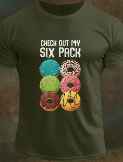 Sale OUKU Men's Letter Printed Funny Donuts T Shirt Tee Top 100% Cotton Short Sleeve Graphic Shirt Black White Army Green Comfortable Tee Vacation Street Fashion Designer Clothing