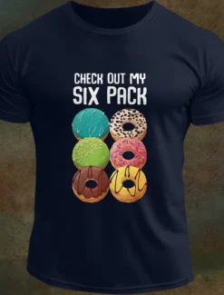 Sale OUKU Men's Letter Printed Funny Donuts T Shirt Tee Top 100% Cotton Short Sleeve Graphic Shirt Black White Army Green Comfortable Tee Vacation Street Fashion Designer Clothing