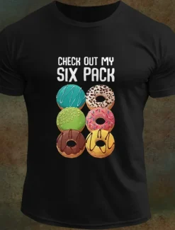 Sale OUKU Men's Letter Printed Funny Donuts T Shirt Tee Top 100% Cotton Short Sleeve Graphic Shirt Black White Army Green Comfortable Tee Vacation Street Fashion Designer Clothing
