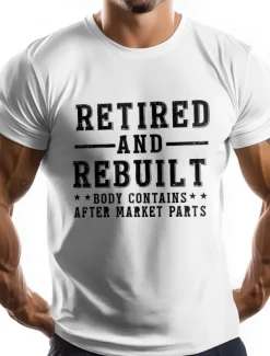 Clearance OUKU Men's Letter Printed Funny Retired T Shirt Tee Top 100% Cotton Short Sleeve Graphic Shirt Black White Army Green Comfortable Tee Vacation Street Fashion Designer Clothing
