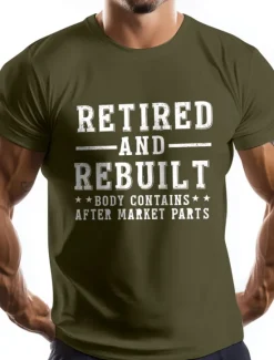 Clearance OUKU Men's Letter Printed Funny Retired T Shirt Tee Top 100% Cotton Short Sleeve Graphic Shirt Black White Army Green Comfortable Tee Vacation Street Fashion Designer Clothing