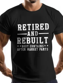 Clearance OUKU Men's Letter Printed Funny Retired T Shirt Tee Top 100% Cotton Short Sleeve Graphic Shirt Black White Army Green Comfortable Tee Vacation Street Fashion Designer Clothing