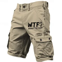 New OUKU Men's Letter Printed Funny Slang Cargo Shorts Work Shorts Mid Waist Classic Casual Outdoor Camping & Hiking Multiple Pockets Designer Clothing Apparel