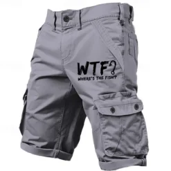 New OUKU Men's Letter Printed Funny Slang Cargo Shorts Work Shorts Mid Waist Classic Casual Outdoor Camping & Hiking Multiple Pockets Designer Clothing Apparel