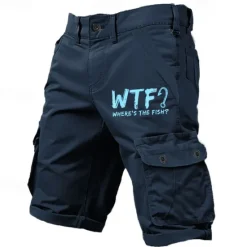 New OUKU Men's Letter Printed Funny Slang Cargo Shorts Work Shorts Mid Waist Classic Casual Outdoor Camping & Hiking Multiple Pockets Designer Clothing Apparel
