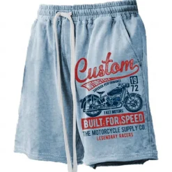 Clearance OUKU Men's Letter Printed Motorcycle Board Shorts Swim Shorts Swim Trunks Mid Waist Hawaiian Retro Vintage Casual Holiday Beach Drawstring with Mesh lining Elastic Waist Designer Clothing Apparel