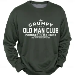 Hot OUKU Men's Letter Printed Old Man Sweatshirt Sweatshirt Long Sleeve Sweatshirt Crew Neck Fashion Daily Casual 3D Printing Holiday Going out Streetwear Crewneck 3D Print Winter Spring & Fall
