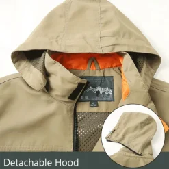 Discount OUKU Men's Letter Printed Outdoor Jacket Coat Tactical Practical Casual Sports Outdoor Daily Wear Side Pockets Zip Front Adjustable Drawstring Hood Fall Winter Standing Collar Long Sleeve khaki Army Green