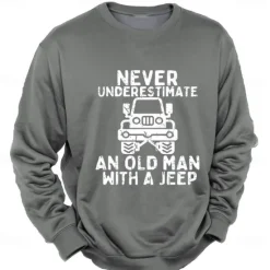 Clearance OUKU Men's Letter Printed Vehicle Sweatshirt Sweatshirt Long Sleeve Sweatshirt Crew Neck Fashion Daily Casual 3D Printing Holiday Going out Streetwear Crewneck 3D Print Winter Spring & Fall