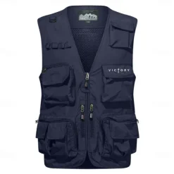 Sale OUKU Men's Letter Printed Vest Waistcoat Gilet Tactical Practical Removable Casual Sports Outdoor Fishing Photography Mesh Side Pockets Quick Dry Fall Winter Collarless Sleeveless khaki Army Green Dark