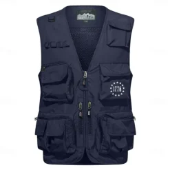 Clearance OUKU Men's Letter Printed Vest Waistcoat Gilet Tactical Practical Removable Casual Sports Outdoor Fishing Photography Mesh Side Pockets Quick Dry Fall Winter Collarless Sleeveless khaki Army Green Dark