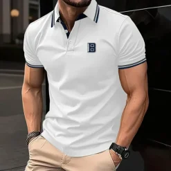 Outlet OUKU Men's Letter Sports Polo Shirts Short Sleeve Polo Shirts Collared Shirts Business Casual School Outdoor Daily Wear Home Wear 3D Print Summer Spring Fall Black White Yellow
