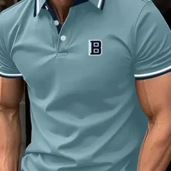 Outlet OUKU Men's Letter Sports Polo Shirts Short Sleeve Polo Shirts Collared Shirts Business Casual School Outdoor Daily Wear Home Wear 3D Print Summer Spring Fall Black White Yellow