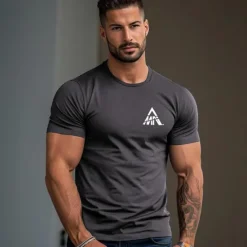 Sale OUKU Men's Letter T Shirt Short Sleeve Shirt 100% Cotton Short Sleeve Graphic Shirt White Navy Blue Gray Comfortable Tee Vacation Street Fashion Designer Clothing