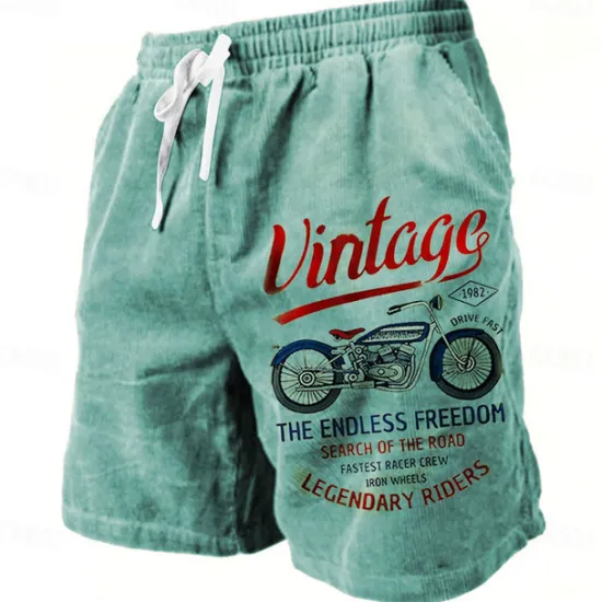 Online OUKU Men's Letter Vintage Motorcycle Sweat Shorts Beach Shorts Terry Shorts Mid Waist Vintage Casual Daily Holiday Streetwear Drawstring Elastic Waist 3D Print Designer Clothing Apparel