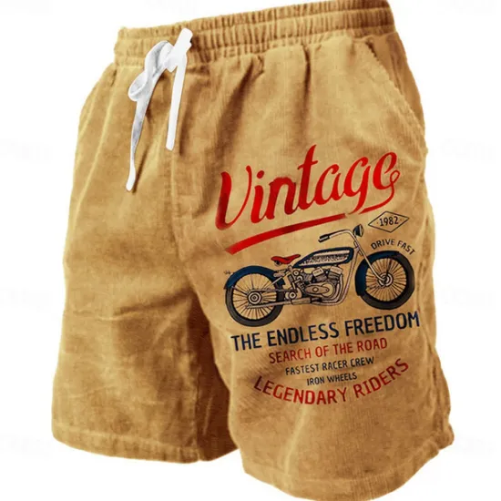 Online OUKU Men's Letter Vintage Motorcycle Sweat Shorts Beach Shorts Terry Shorts Mid Waist Vintage Casual Daily Holiday Streetwear Drawstring Elastic Waist 3D Print Designer Clothing Apparel