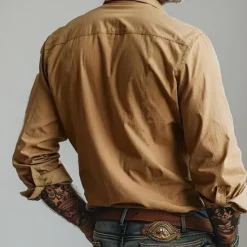 Discount OUKU Men's Letter Western Shirt Cowboy Shirt Long Sleeve Vintage Western Style Tribal Outdoor Vacation Horse Race Spring & Summer Turndown Print Button-Down Khaki