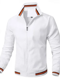 Hot OUKU Men's Lightweight Jacket Bomber Jacket Daily Vacation Pocket Spring & Fall Plain Fashion Classic Lapel Regular Black White Yellow Light Green Dark Blue Jacket