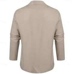 New OUKU Men's Lightweight Jacket Blazer Jacket Formal Office Street Daily Spring & Summer Cotton And Linen Solid Color Comfy Single Breasted Blazer Light Green Navy Blue Brown khaki