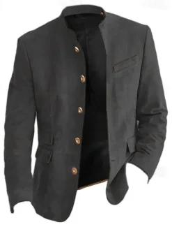 Outlet OUKU Men's Lightweight Jacket Casual Jacket Faux Suede Jacket Going out Soft Buckle Spring & Fall Casual Stand Collar Regular Light Khaki Black Navy Blue Khaki Army Green Jacket