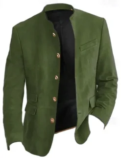Outlet OUKU Men's Lightweight Jacket Casual Jacket Faux Suede Jacket Going out Soft Buckle Spring & Fall Casual Stand Collar Regular Light Khaki Black Navy Blue Khaki Army Green Jacket
