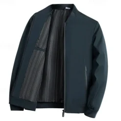 New OUKU Men's Lightweight Jacket Formal Office Zip Up Spring Spring & Fall Neutral Daily Navy Blue Army Green Jacket