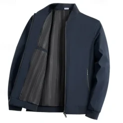 New OUKU Men's Lightweight Jacket Formal Office Zip Up Spring Spring & Fall Neutral Daily Navy Blue Army Green Jacket