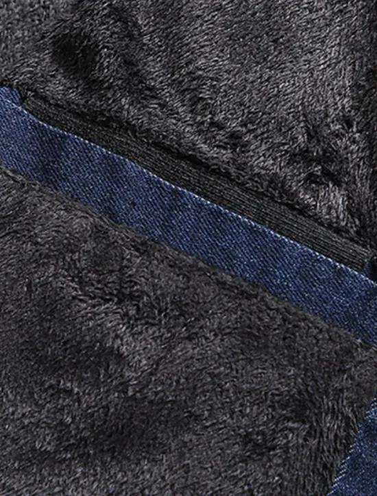 Sale OUKU Men's Lightweight Jacket Jean Jacket Denim Jacket Formal Home Windbreaker Zipper Spring Fall Winter Solid Color Fashion Stand Collar Regular Black Blue Jacket