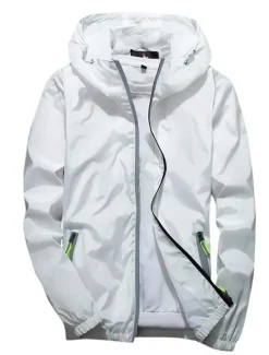 Clearance OUKU Men's Lightweight Jacket Outdoor Jacket Summer Jacket Hoodie Jacket Outdoor Leisure Sports Reflective Anti-UV Hooded Summer Spring Solid Color Classic Navy Black White Red Orange Jacket