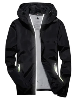 Clearance OUKU Men's Lightweight Jacket Outdoor Jacket Summer Jacket Hoodie Jacket Outdoor Leisure Sports Reflective Anti-UV Hooded Summer Spring Solid Color Classic Navy Black White Red Orange Jacket