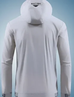 OUKU Men's Lightweight Jacket Outdoor Jacket Summer Jacket Windbreaker Vacation Daily Sunscreen Breathable Pocket Spring & Summer Plain Fashion Classic Hooded Regular White Gray Jacket