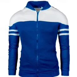 OUKU Men's Lightweight Jacket Summer Jacket Transition Jacket Casual Jacket Vacation Daily Wearproof Pocket Spring & Fall Color Block Fashion Classic Stand Collar Regular Black Wine Navy Blue Blue Jacket